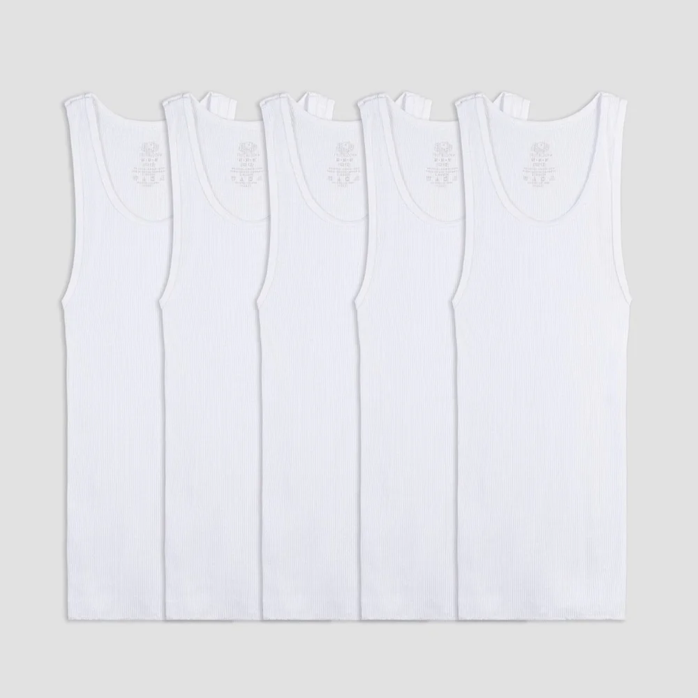 Bundle - Fruit of the Loom BOYS A-Shirts White (2 Packs) of 5 Medium 8-10 Cotton